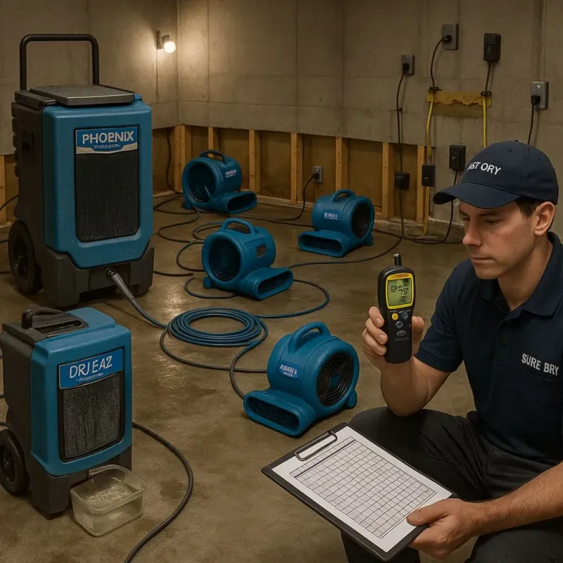 Structural Drying and Dehumidification process in Sturgeon, PA